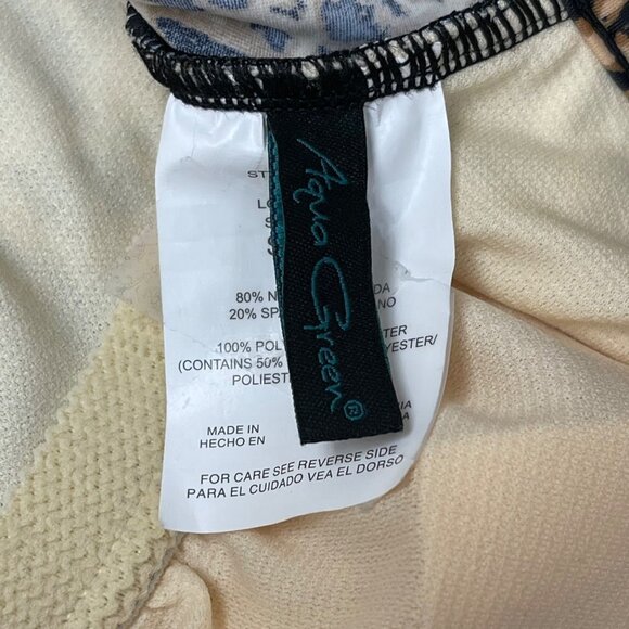 AQUA Green Shirred Open Back Swimsuit Leopard Print S - Picture 2 of 5